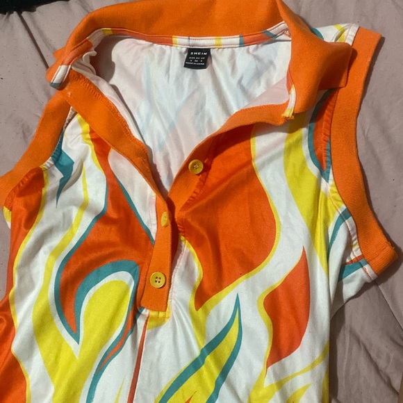 SHEIN Pants & Jumpsuits Shein Allover Print Half Button Unitard